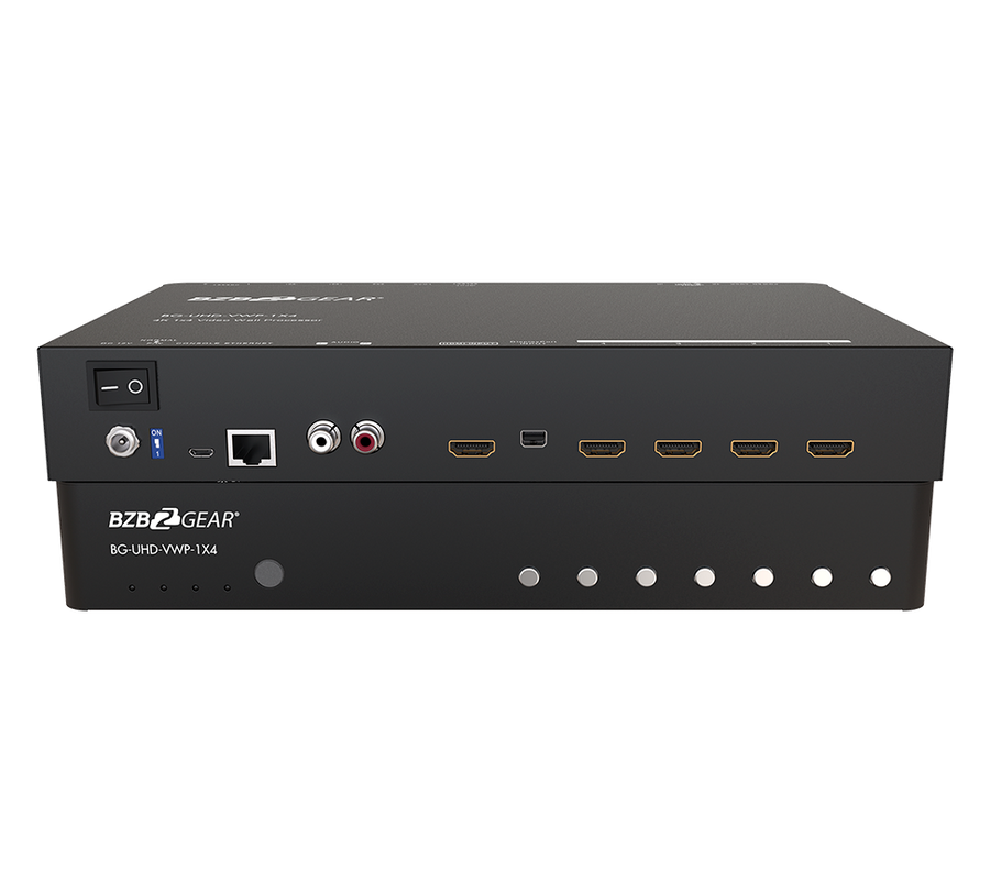 4-Port 4K UHD Video Wall processor with Scaler, Audio and 1X3/1X4/2X2/4X1 Layout