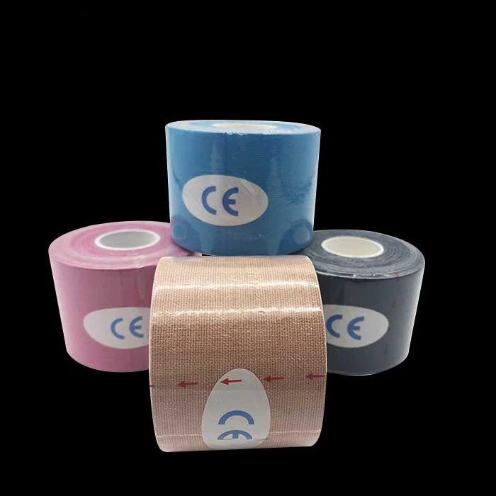 Colorful and flexible kinesiology tape for therapeutic and sports applications such as football, baseball, basketball, soccor, cricket, tennis, skiing, pets, animals dogs, cats & 