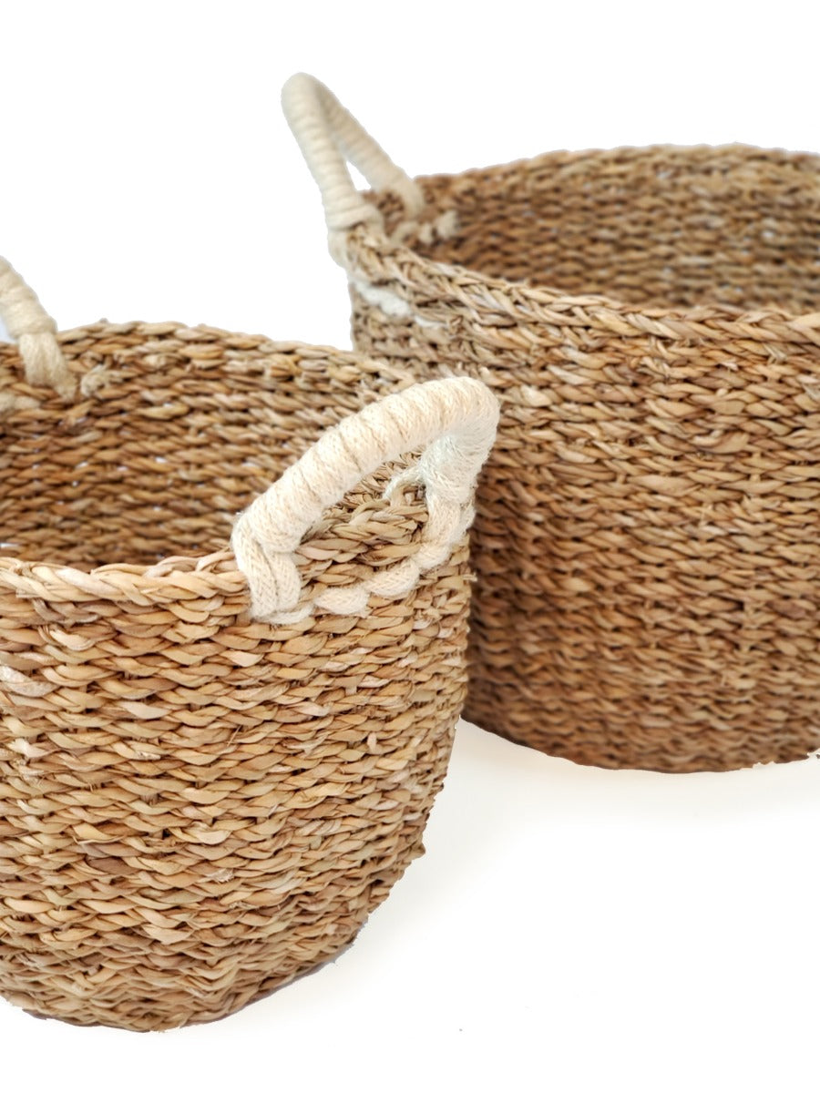 Savar Basket Seagrass with White Jute Handle Eco Friendly Storage-5