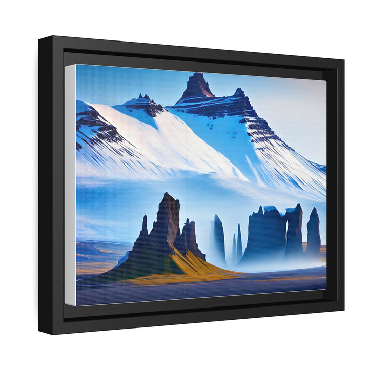 Iceland Snowy Mountain Range Terrain at Countryside - Matte Canvas, Black Frame - Many Sizes