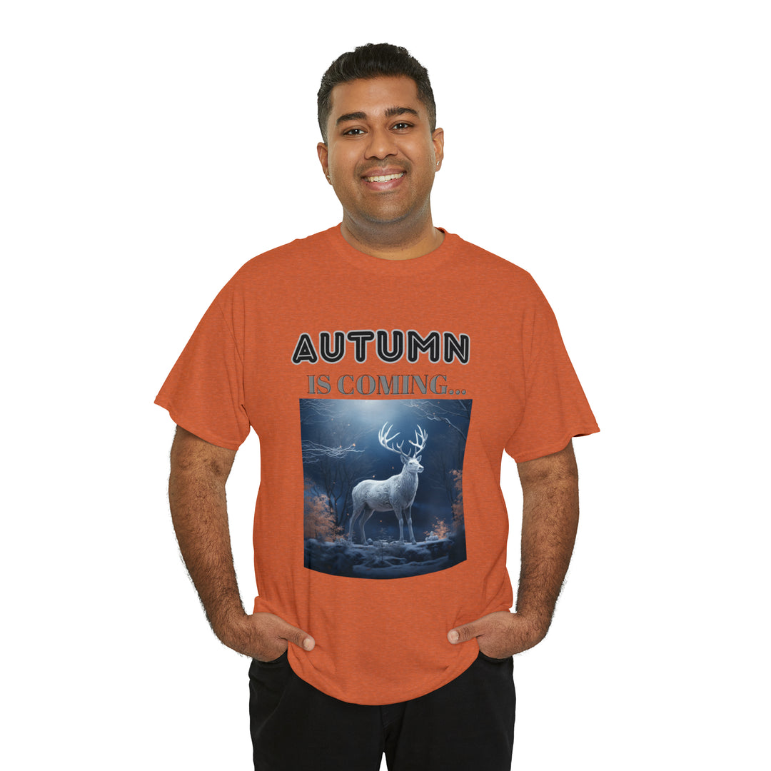 Autumn is coming: Fall Vibes T-shirts | Deer Drinking Brook Leaves Changing | Many Colors Unisex Heavy Cotton Tee
