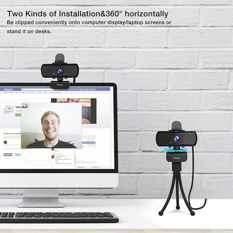 1440p Full HD PC Webcam w Microphone, tripod, for USB Desktop & Laptop, Live Streaming Webcam: Video Calling-K420-6