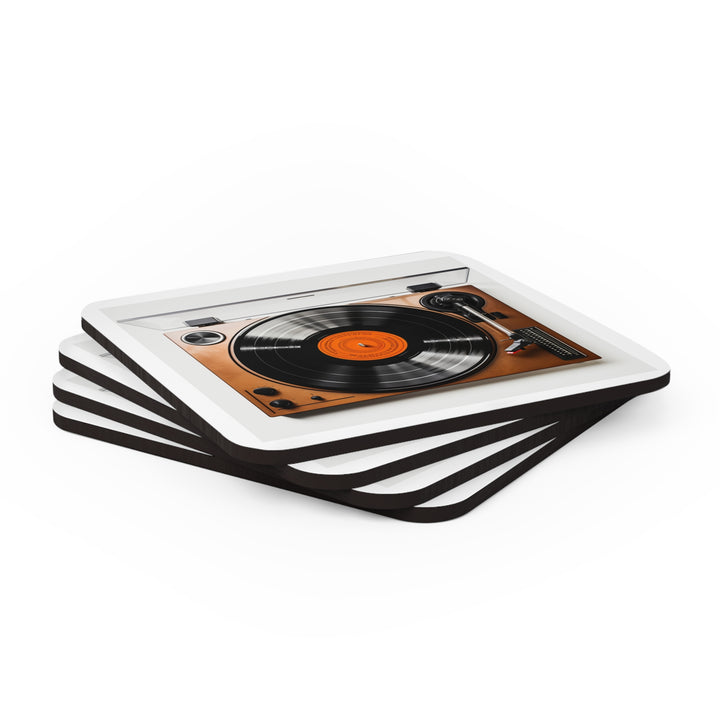 Red Vinyl Record LP Turntable | Corkwood Coaster Set of 4
