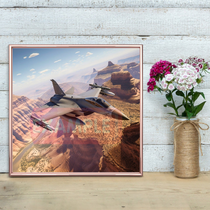 Canyon Soaring: Dassault Rafale's Aerial Symphony in the Grand Canyon| Instant Digital Art Download Printable JPG PNG PDF Air Plane Design