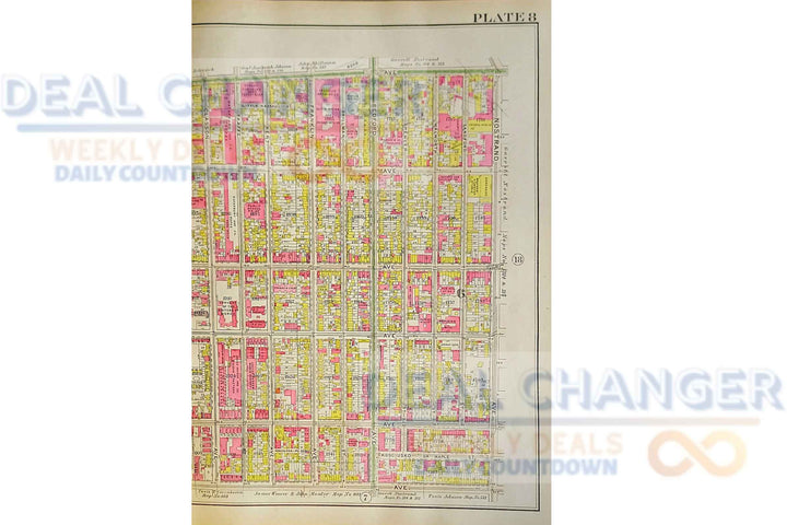 1908 BROOKLYN NY ATLAS MAP | CLINTON HILL, BEDFORD STUYVESANT | FORT GREENE ++