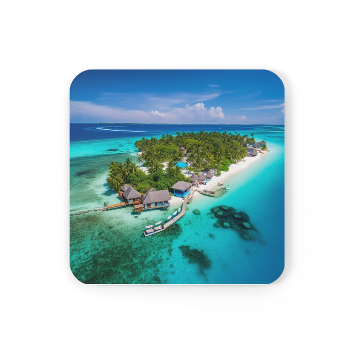 Maldives Beautiful Island | Corkwood Coaster Set of 4 | Home Kitchen Bar Décor