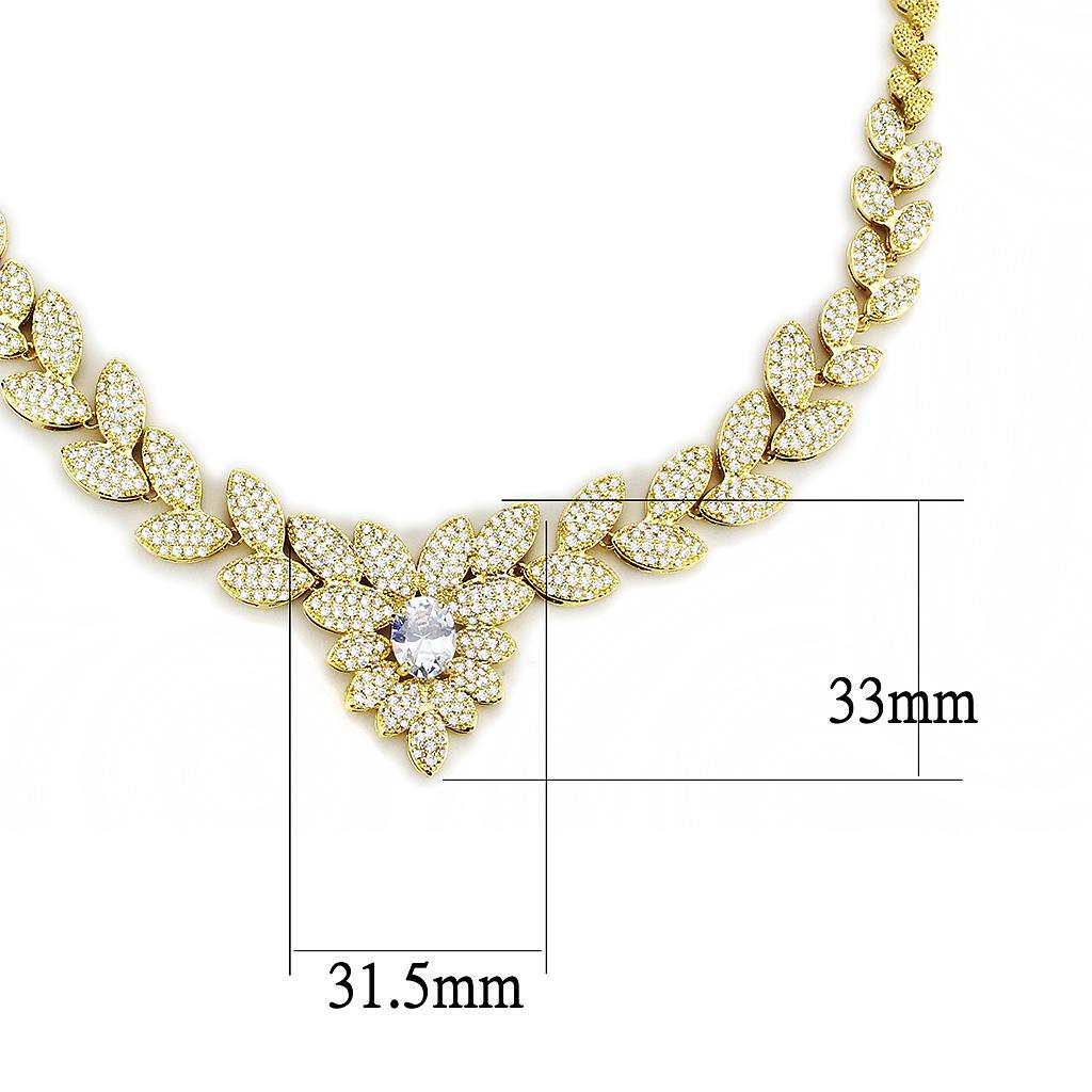3W1425 - Gold Brass Jewelry Sets with AAA Grade CZ  in Clear-2