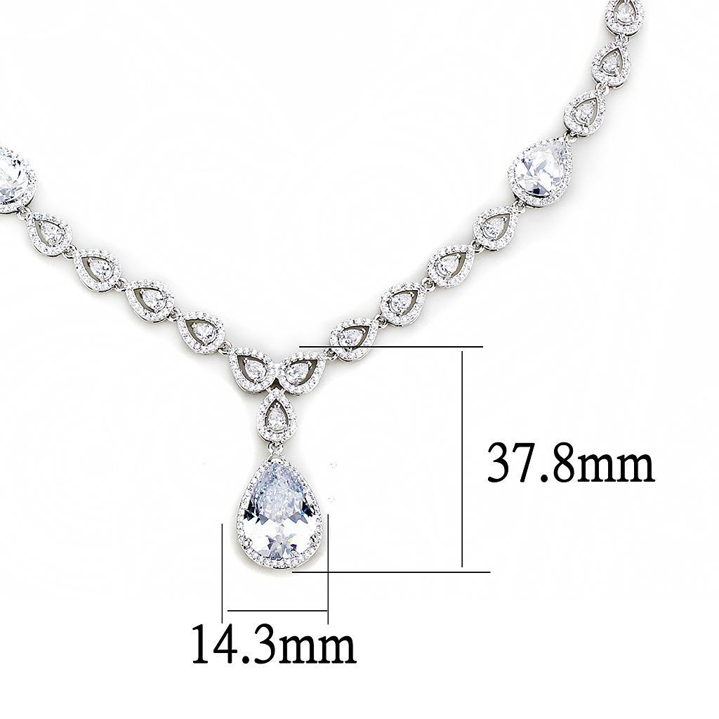 3W1427 - Rhodium Brass Jewelry Sets with AAA Grade CZ  in Clear-2