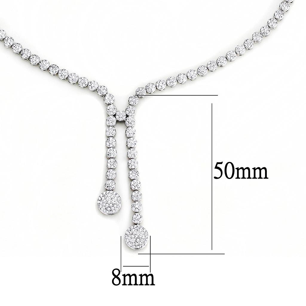 3W1428 - Rhodium Brass Jewelry Sets with AAA Grade CZ  in Clear-2