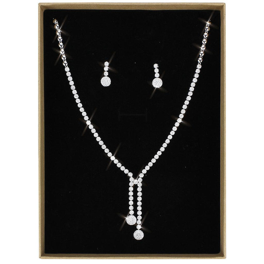 3W1428 - Rhodium Brass Jewelry Sets with AAA Grade CZ  in Clear-0