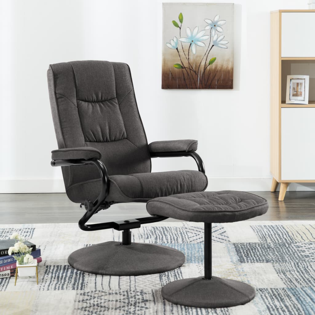 vidaXL Recliner with Ottoman Swivel Recliner Armchair with Footrest Fabric-5