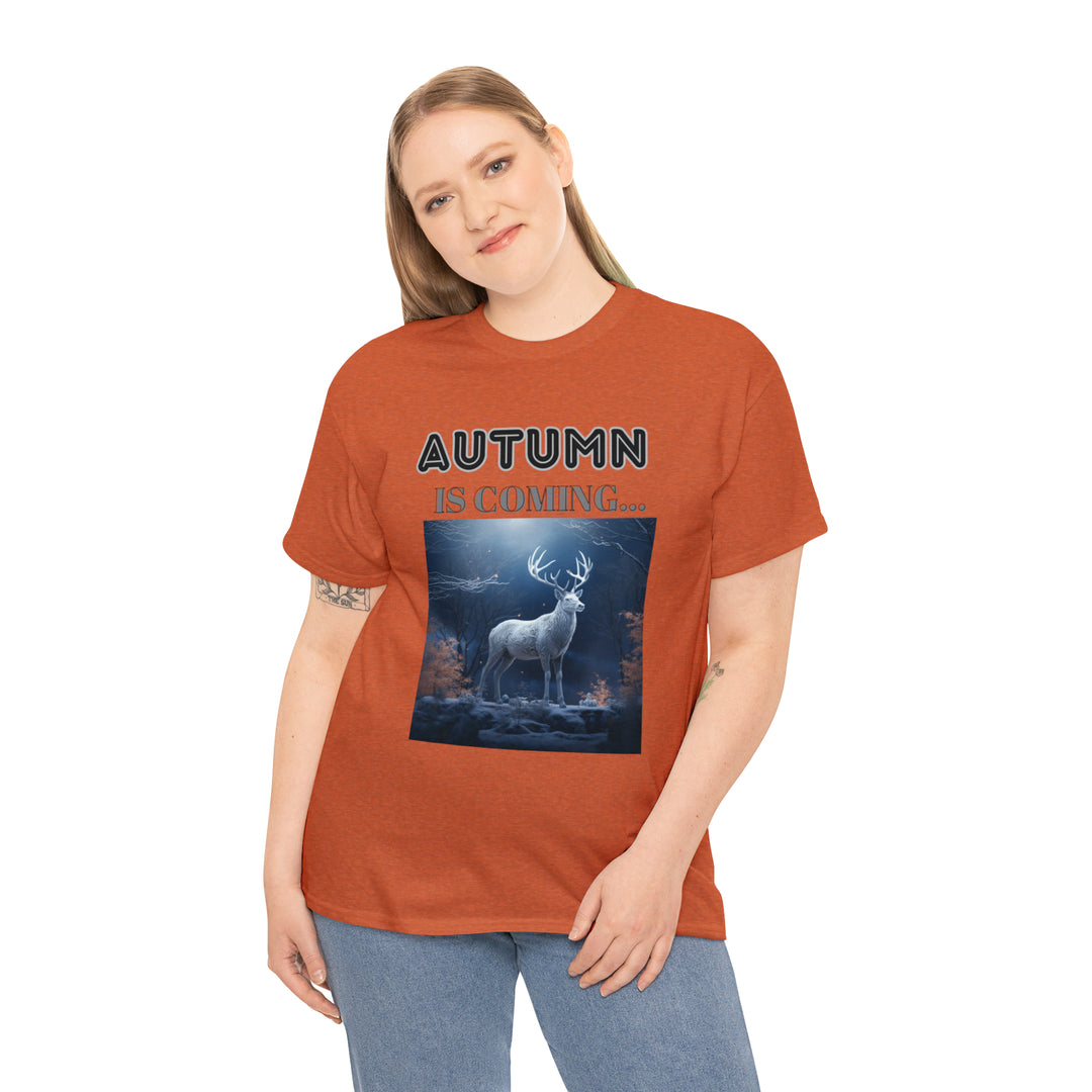 Autumn is coming: Fall Vibes T-shirts | Deer Drinking Brook Leaves Changing | Many Colors Unisex Heavy Cotton Tee