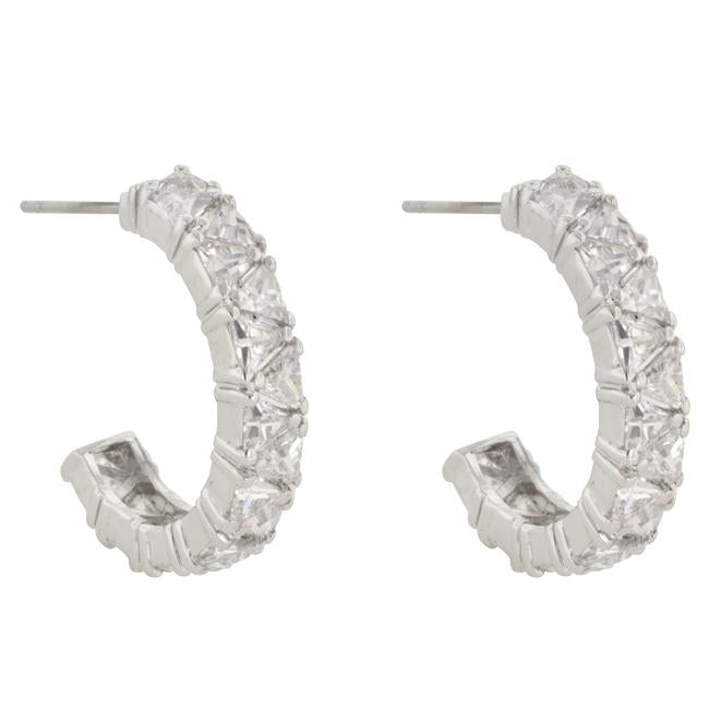 Trillion Cut Cubic Zirconia Hoop Earrings-0