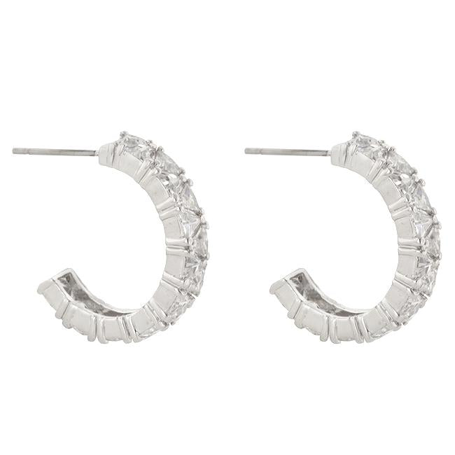 Trillion Cut Cubic Zirconia Hoop Earrings-2