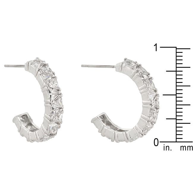 Trillion Cut Cubic Zirconia Hoop Earrings-1