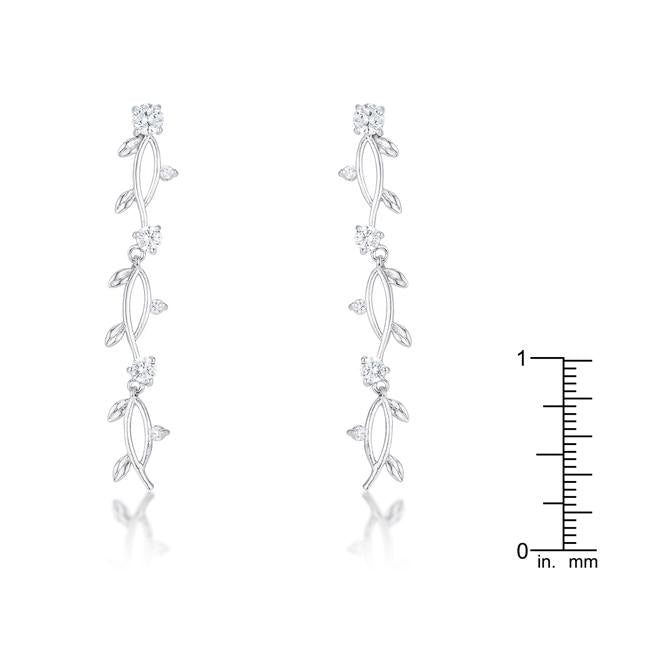 Vine Design Rhodium Earrings-2