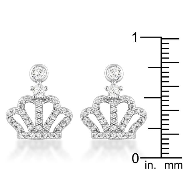 Rhodium Crown CZ Earrings-2