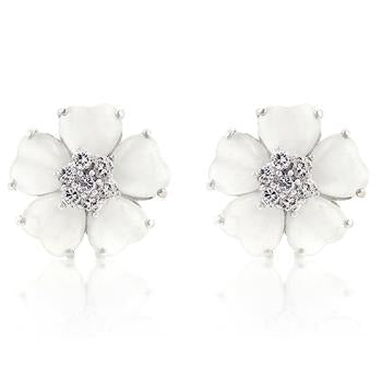 White Flower Nouveau Earrings-0
