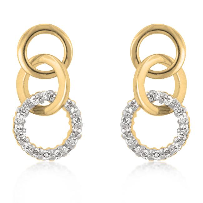 Goldtone Finish Triplet Hooplet Earrings-0