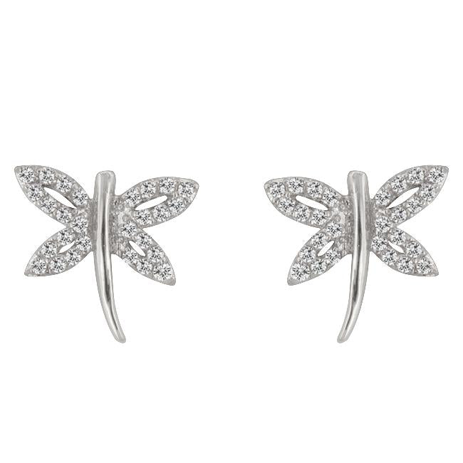 Cubic Zirconia Dragonfly Earrings-0