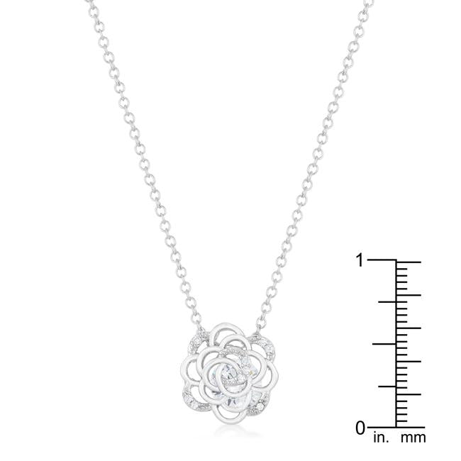 Maya 1.37ct CZ Rhodium Rose Drop Necklace-1