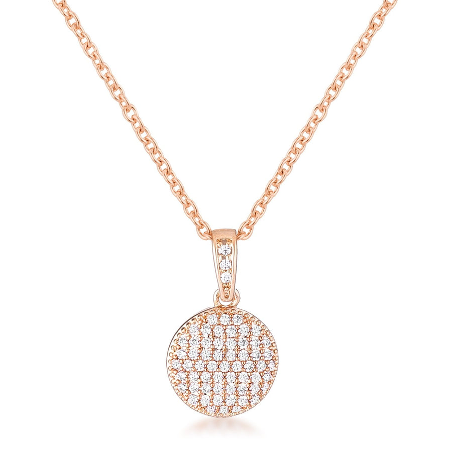 Rose Gold Plated Necklace with CZ Disk Pendant-0