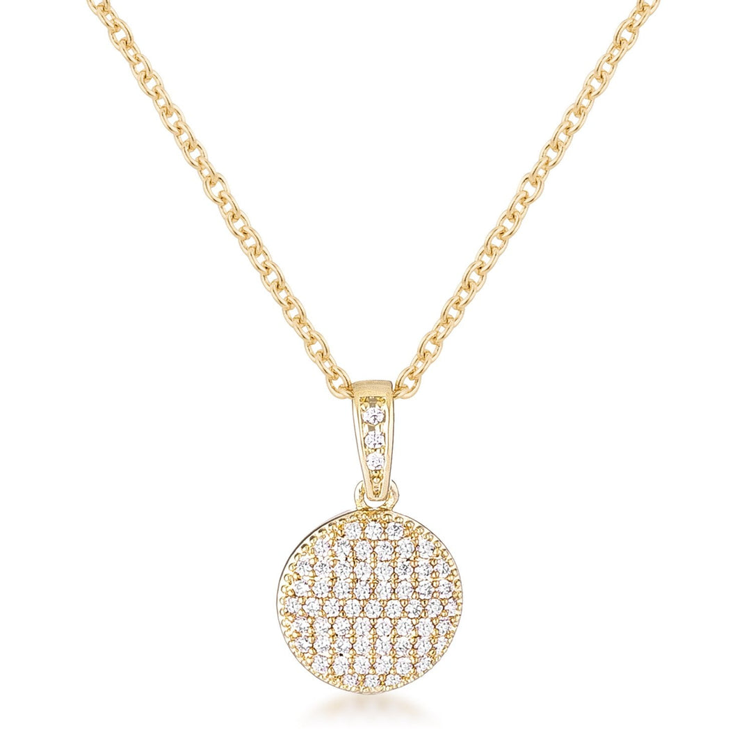 Gold Plated Necklace with CZ Disk Pendant-0