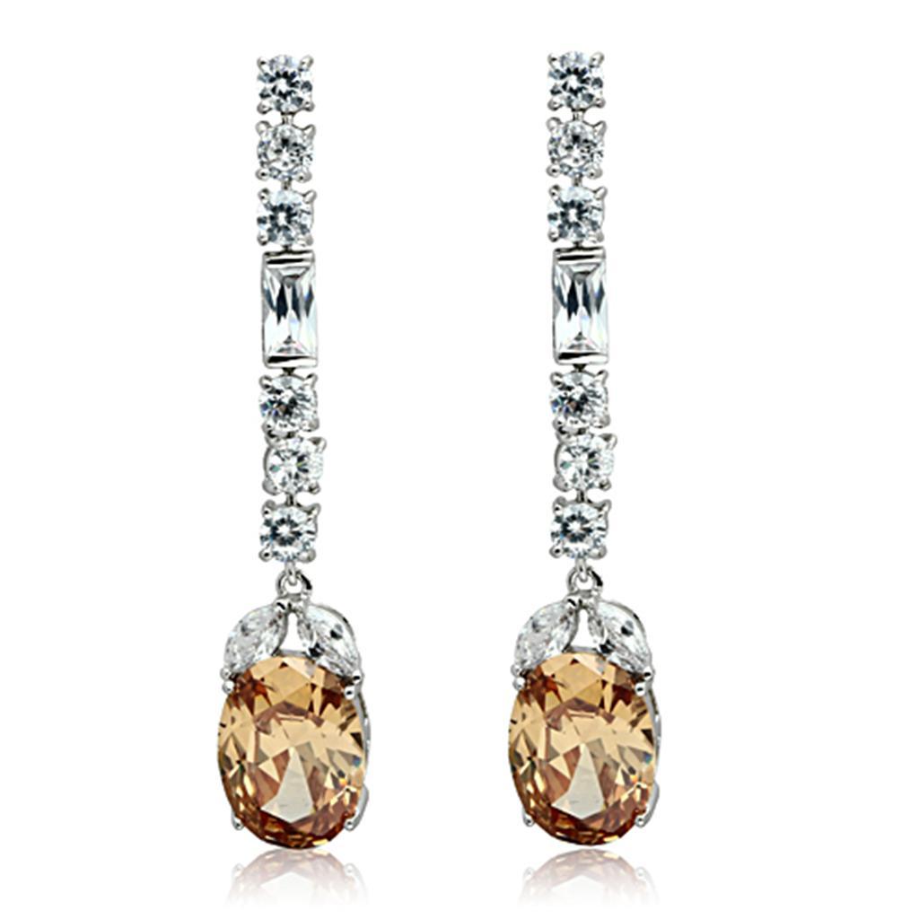 LO2326 - Rhodium Brass Jewelry Sets with AAA Grade CZ  in Champagne-1