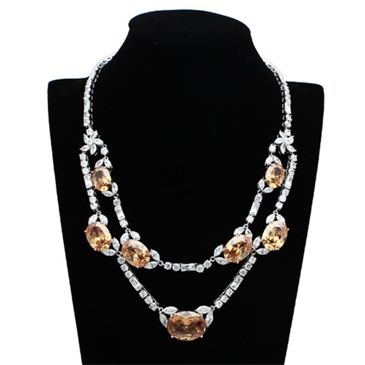 LO2326 - Rhodium Brass Jewelry Sets with AAA Grade CZ  in Champagne-3