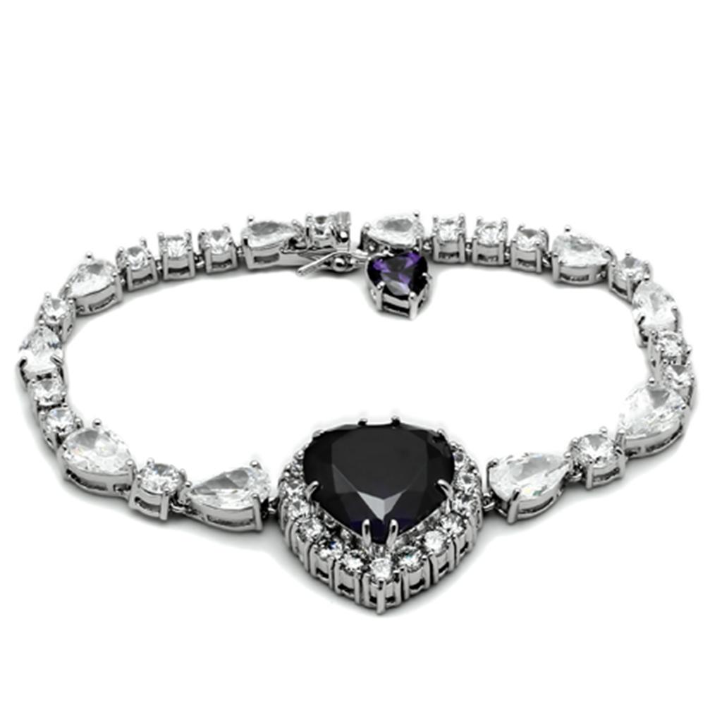 LO2327 - Rhodium Brass Jewelry Sets with AAA Grade CZ  in Amethyst-2