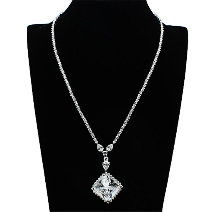 LO2341 - Rhodium Brass Jewelry Sets with AAA Grade CZ  in Clear-3