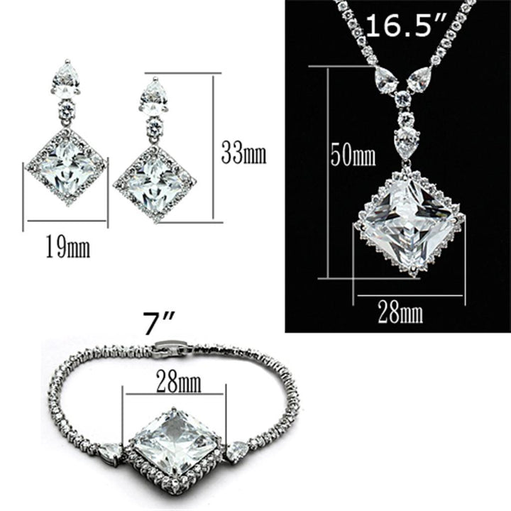 LO2341 - Rhodium Brass Jewelry Sets with AAA Grade CZ  in Clear-4