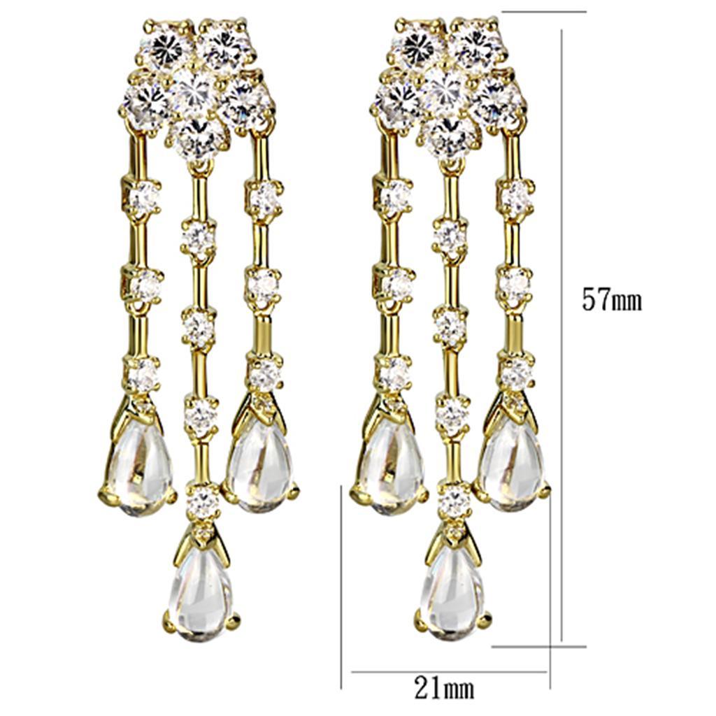 LO3077 - Gold Brass Jewelry Sets with AAA Grade CZ  in Clear-1