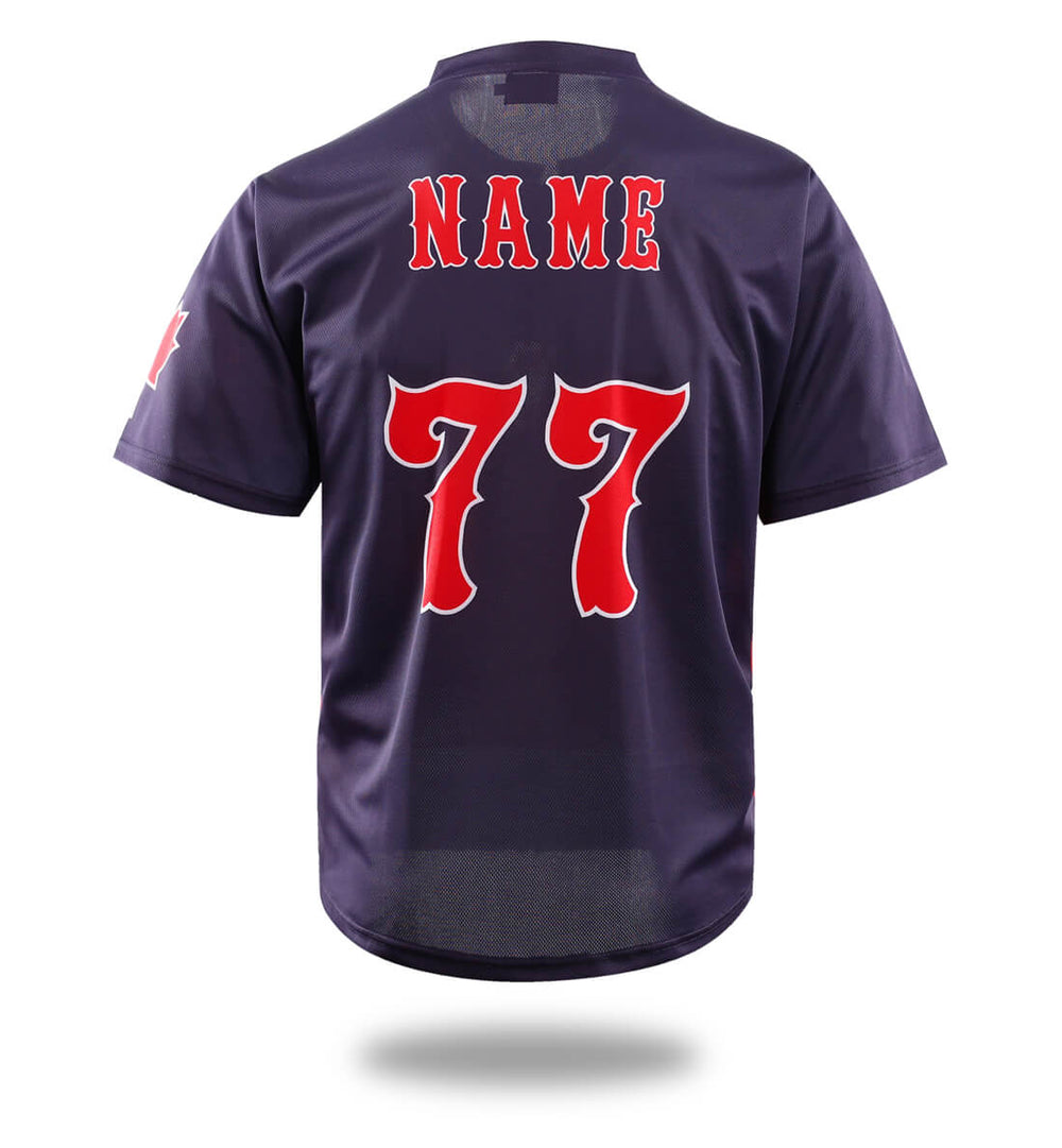 Mens Navy Color Simple Baseball Shirts-1