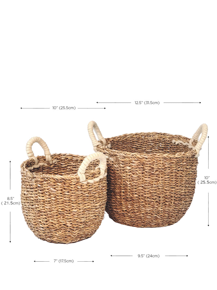 Savar Basket Seagrass with White Jute Handle Eco Friendly Storage-8