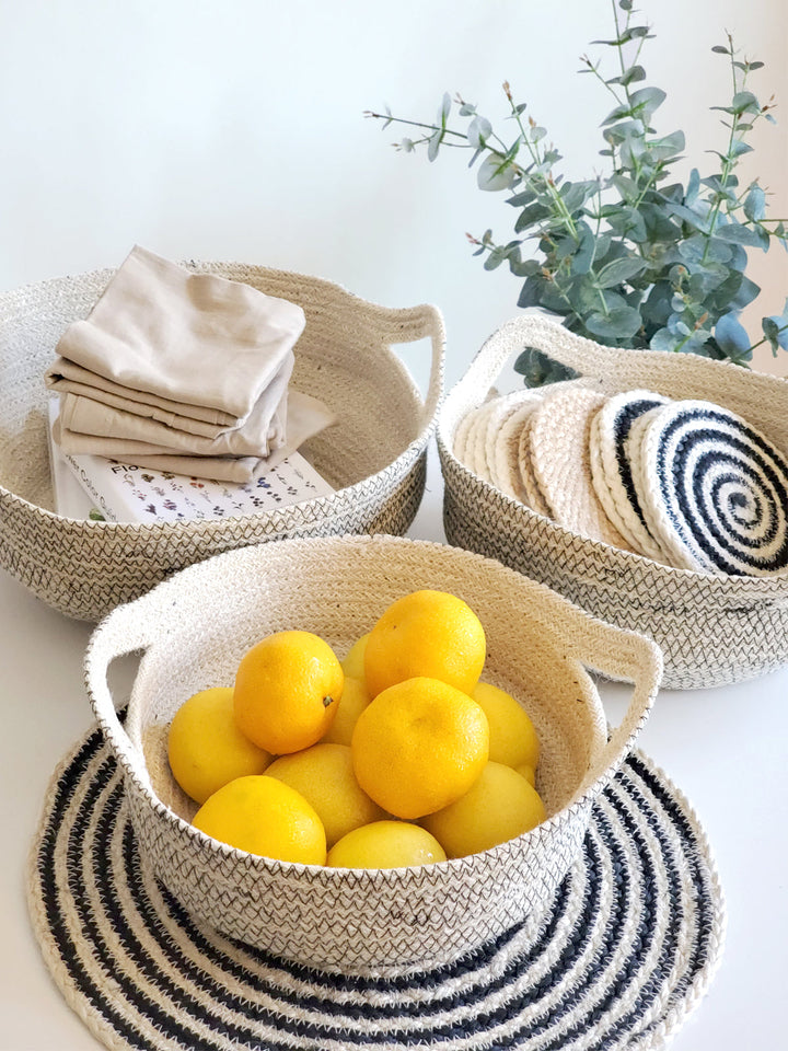 Amari Fruit Bowl - Black Jute Basket - Eco Home Decor-2