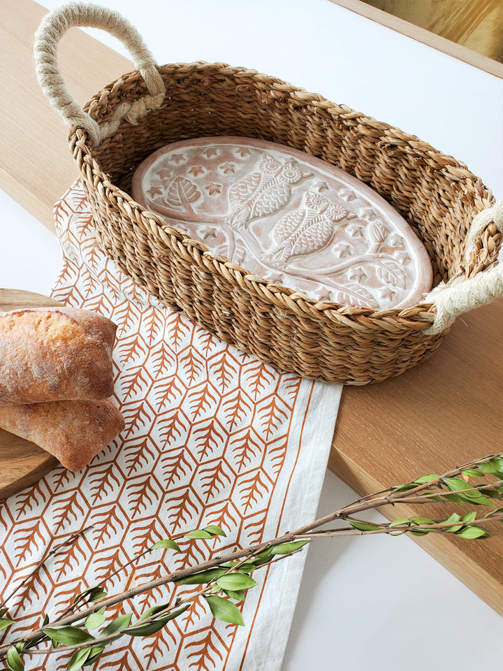 Bread Warmer & Basket Gift Set with Tea Towel - Owl Oval-2