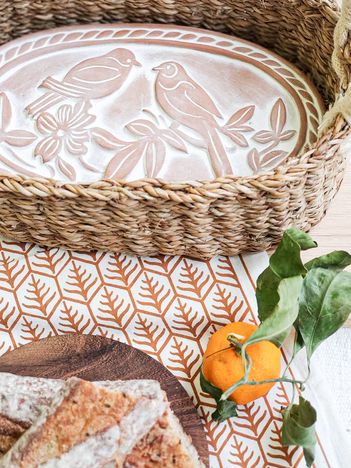 Bread Warmer & Basket Gift Set with Tea Towel - Lovebird Oval-3