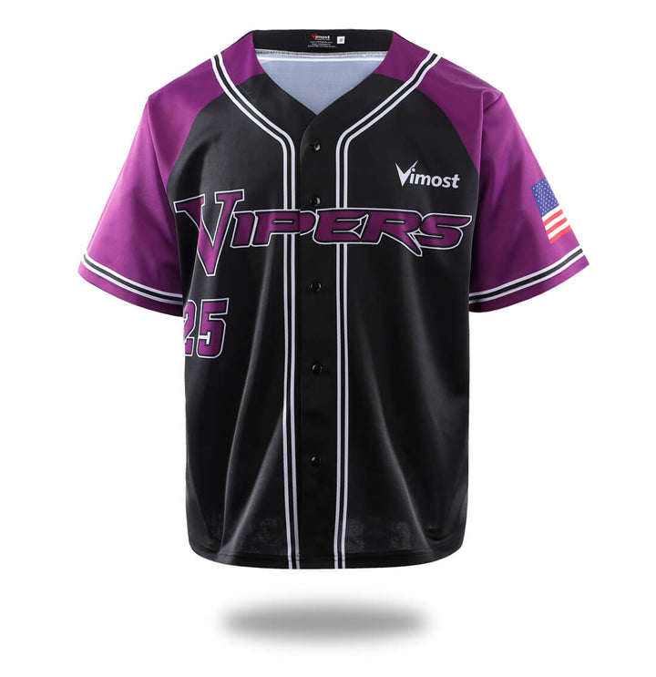 Vipers Black Purple Design Baseball Shirts-0