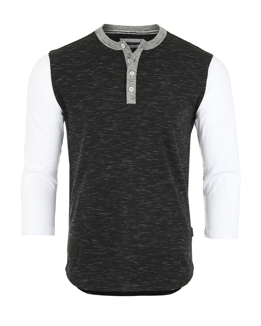 ZIMEGO Men's 3/4 Sleeve Black & White Baseball Henley – Casual Athletic Button Crewneck Shirts-1