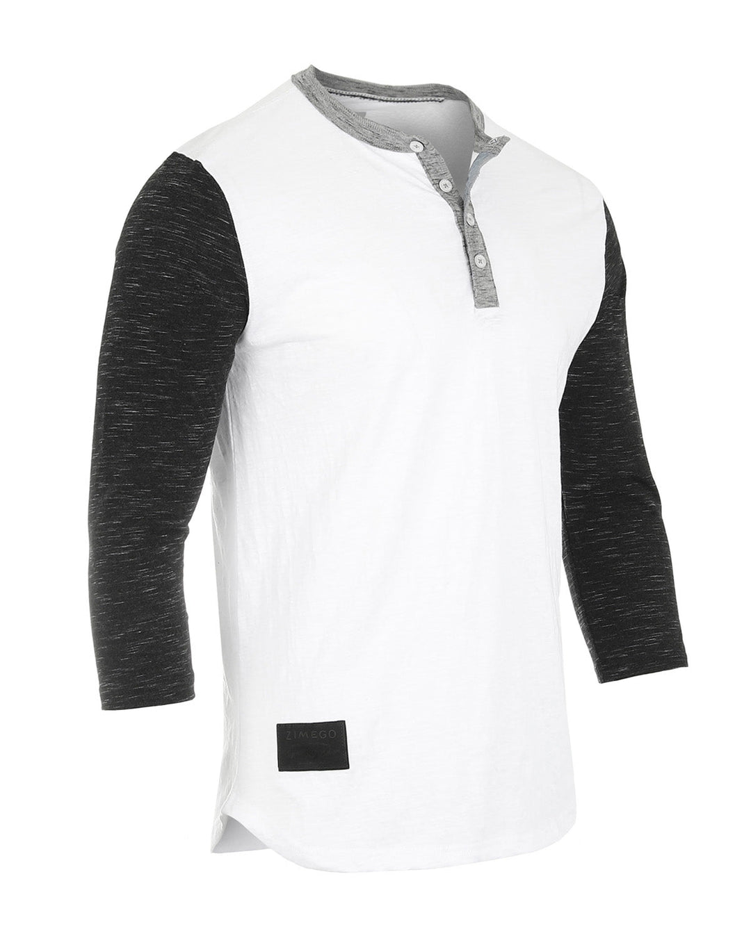 ZIMEGO Men's 3/4 Sleeve Black & White Baseball Henley – Casual Athletic Button Crewneck Shirts-2