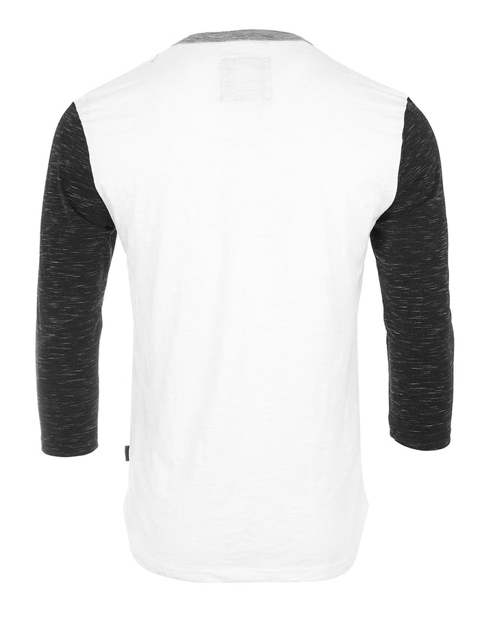ZIMEGO Men's 3/4 Sleeve Black & White Baseball Henley – Casual Athletic Button Crewneck Shirts-5
