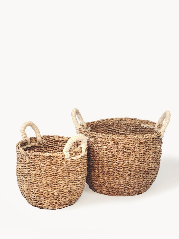Savar Basket Seagrass with White Jute Handle Eco Friendly Storage-0