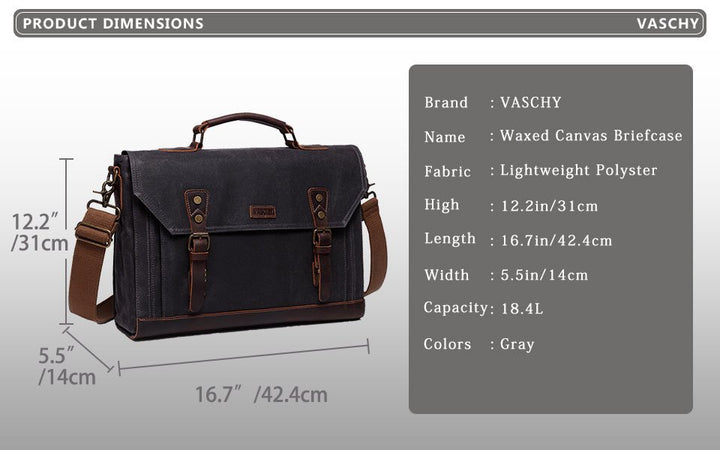 Briefcase for Men Vintage Canvas Messenger Bag Laptop Satchel Shoulder Bag Bookbag with Detachable Strap Briefcase Men-5