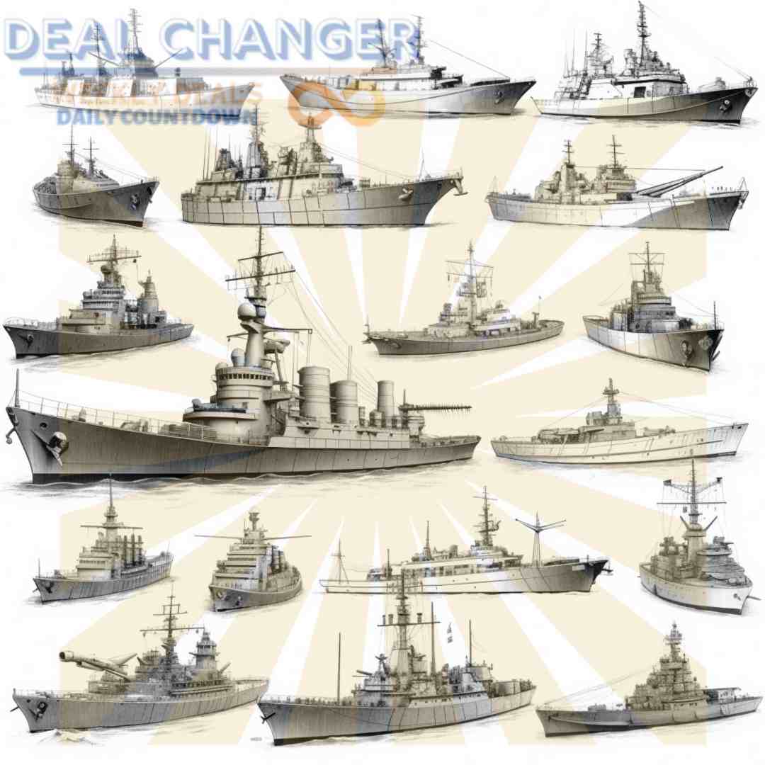 18 Navy Fleet Super Detailed Clipart: Black and White Instant Digital Download | Amazing Quality US Ship Boat Design Project School Sticker | Created by DealChanger