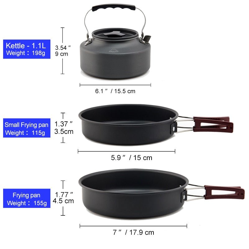 Camping Cookware Set Outdoor Pot Tableware Kit Cooking Water Kettle Pan Travel Cutlery Utensils Hiking Picnic Equipment-10