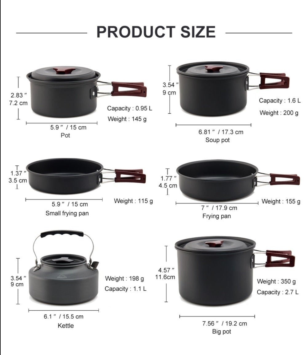 Camping Cookware Set Outdoor Pot Tableware Kit Cooking Water Kettle Pan Travel Cutlery Utensils Hiking Picnic Equipment-8