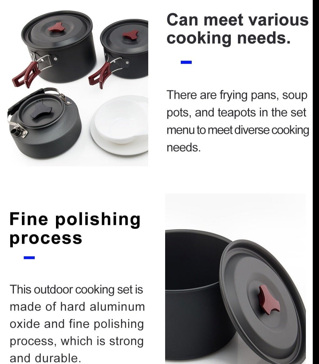 Camping Cookware Set Outdoor Pot Tableware Kit Cooking Water Kettle Pan Travel Cutlery Utensils Hiking Picnic Equipment-11