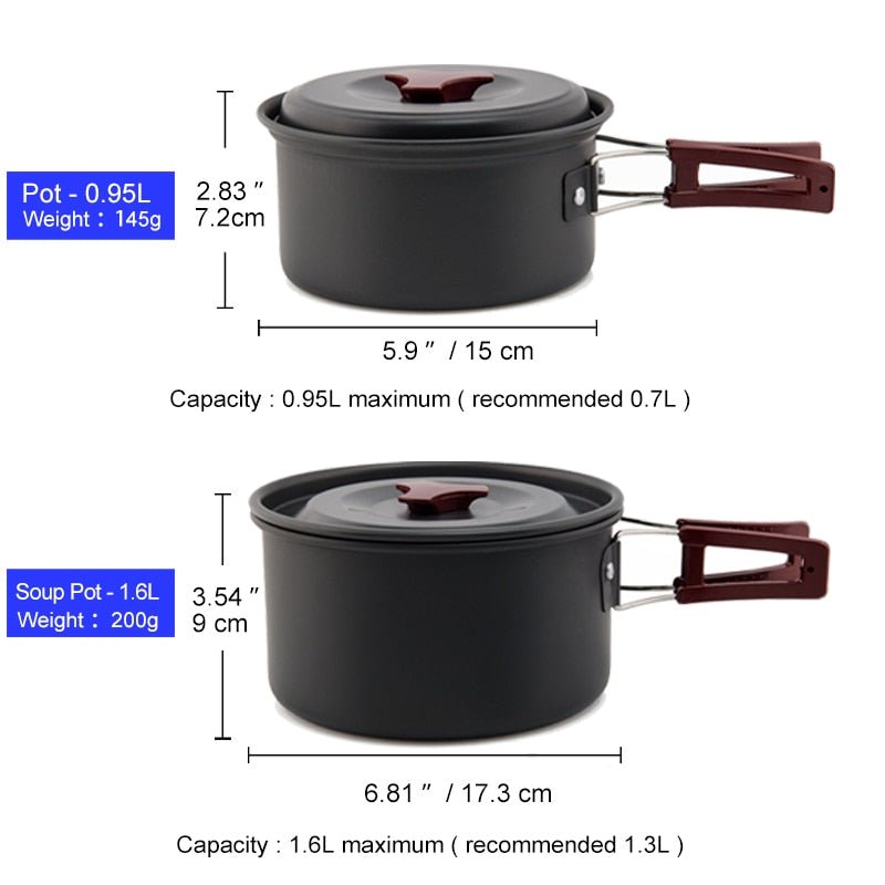 Camping Cookware Set Outdoor Pot Tableware Kit Cooking Water Kettle Pan Travel Cutlery Utensils Hiking Picnic Equipment-7
