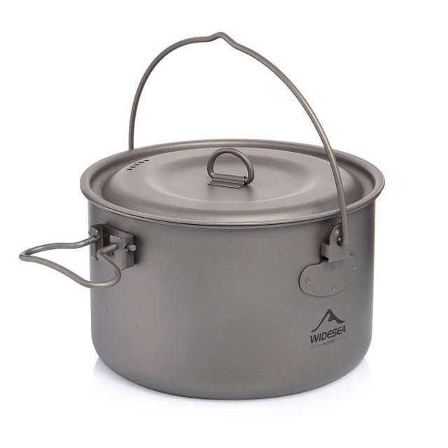 Camping Tableware Titanium Cookware set tourism cauldron Outdoor Cooking Pot Picnic Kitchen Hiking Trekking-7